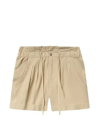 Isabel Marant Pleated Front Silk Blend Tailored Shorts In Neutral
