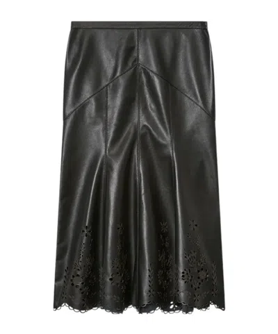 Isabel Marant Nisia Laser-cut Leather Midi Skirt In Black