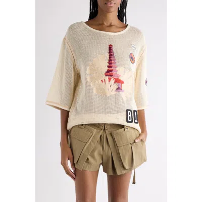 Isabel Marant Nisrine Embroidered Mesh Tunic Top In Neutral