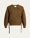 Isabel Marant Noelia Laced Rib Crewneck Sweater In Bronze