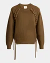 Isabel Marant Noelia Laced Rib Crewneck Sweater In Bronze