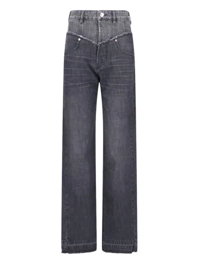 ISABEL MARANT NOEMIE' BICOLOR JEANS - BLACK