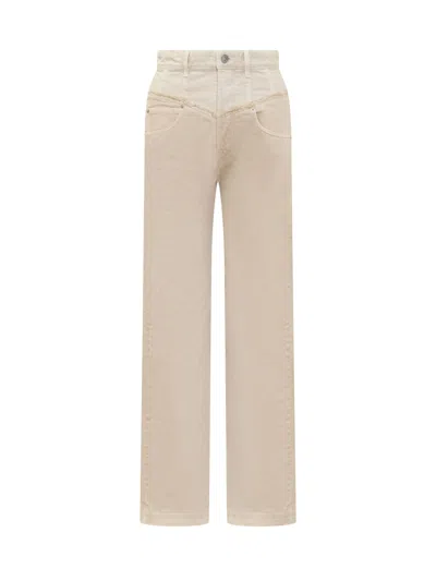 Isabel Marant Frayed Detail Cotton Trouser In Neutrals