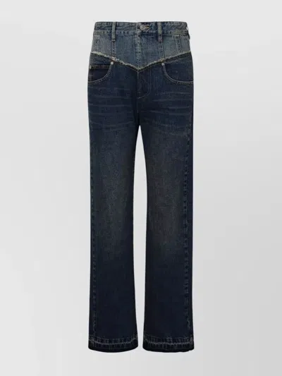 Isabel Marant 'noemie' Wide Leg Jeans With Contrast Stitching In Blue