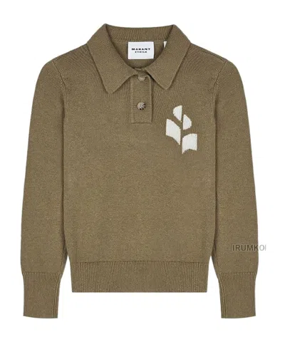 Isabel Marant Nola Intarsia Cotton And Wool-blend Polo Sweater In Brown