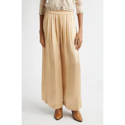 Isabel Marant Nolia Gathered Satin Wide Leg Pants In Nude