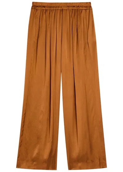 Isabel Marant Nolia Wide-leg Satin Trousers In Caramel