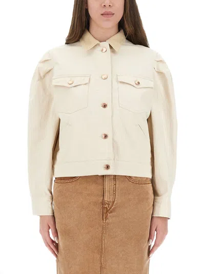 Isabel Marant Nolinea Corduroy-trimmed Cotton-twill Jacket In Neutral