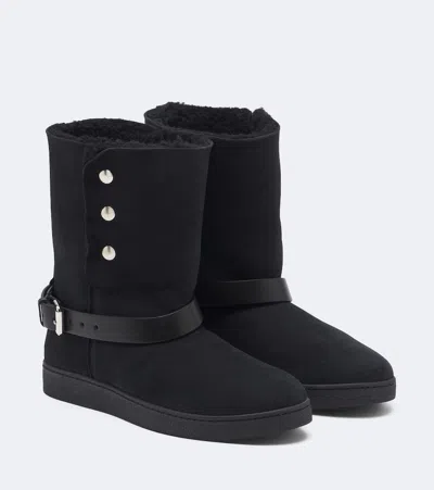 Isabel Marant Nolyz Shearling-lined Suede Ankle Boots In Black