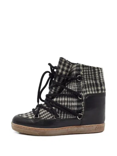 Pre-owned Isabel Marant Nowels Houndstooth Snow Boots In Black