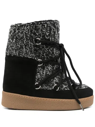 ISABEL MARANT NOWLA KNITTED LACE-UP ANKLE BOOTS