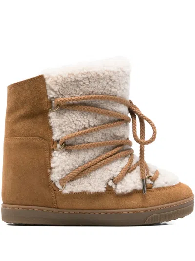 Isabel Marant Shearling And Suede Snow Boots In Brown