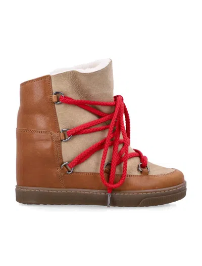 Isabel Marant Nowles Shearling Lace-up Ankle Boots In Brown
