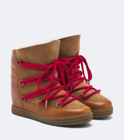 Isabel Marant Nowles Shearling-lined Leather Snow Boots In Brown