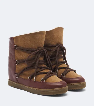 Isabel Marant Nowles Shearling-lined Leather Snow Boots In Brown