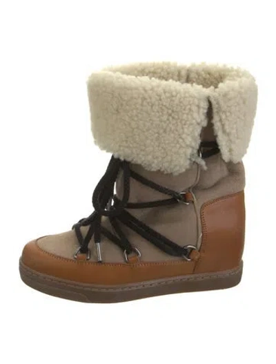 Pre-owned Isabel Marant Nowly Leather Snow Boots In Brown