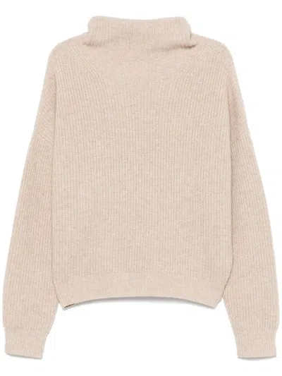 Isabel Marant Nude Neutrals Merino Turtle Neck In Purple