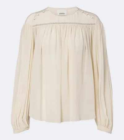 Isabel Marant Nuna Bead-embellished Silk Blouse In Neutral