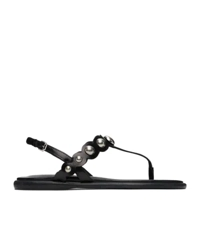 Isabel Marant Black Nya Flat Sandals In Bksi Black/silver