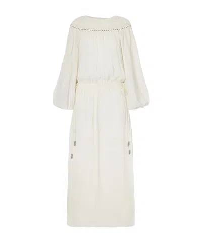 Isabel Marant Nydia Lace-trimmed Bead-embellished Silk-chiffon Midi Dress In Neutral