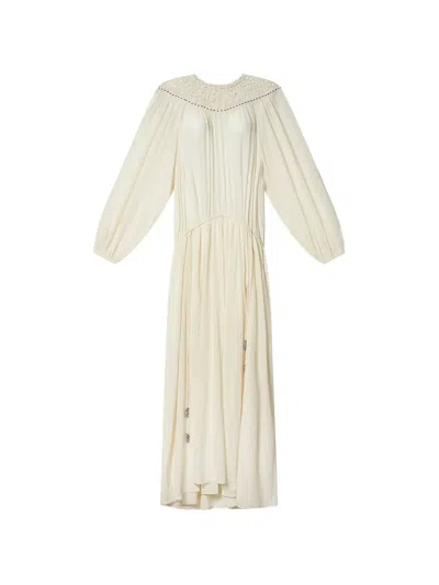 Isabel Marant Nydia Lace Bib Dress In Neutral