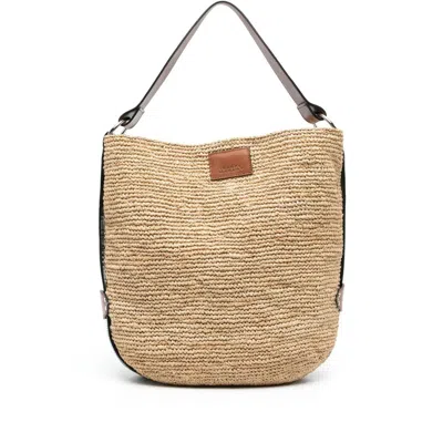 Isabel Marant Bayia Raffia Shoulder Bag In Beige E Marrone