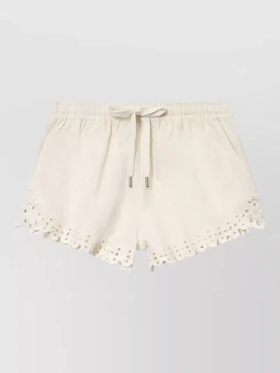 Isabel Marant Nylon Silk Shorts Scalloped Hem Pockets In Neutral