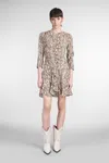 Isabel Marant Octavia Printed Mini Dress In Beige
