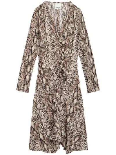 Isabel Marant Octavia Printed Mini Dress In Beige