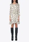 Isabel Marant Octavia Printed Mini Silk Dress In White