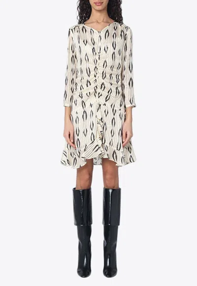 Isabel Marant Asymmetrical Draped Silk Dress With Cut-out Sleeves In White