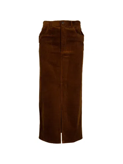 Isabel Marant Odalie Corduroy Midi Skirt In Brown