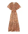 Isabel Marant Odelia Printed Gathered Silk Midi Dress In Nude
