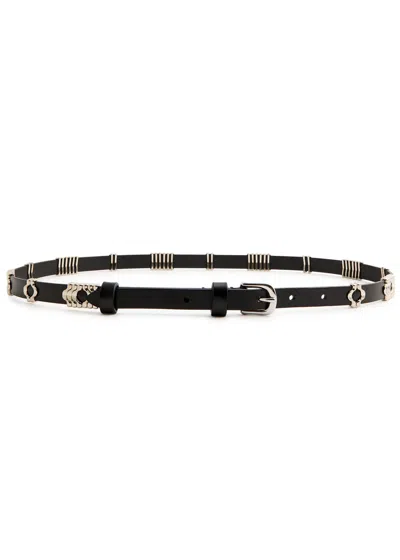 Isabel Marant Odena Embellished Leather Belt In Black And Silver