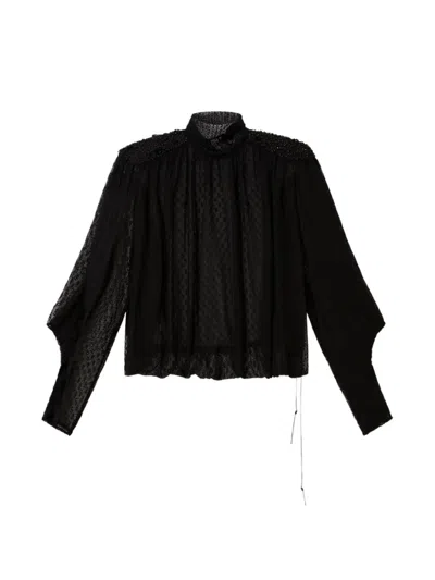 Isabel Marant Oeste Embroidered Plumetis Lace Blouse In Black