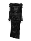 Isabel Marant Off-shoulder Draped Midi Dress In Black