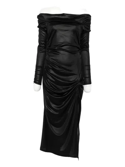 Isabel Marant Off-shoulder Draped Midi Dress In Black