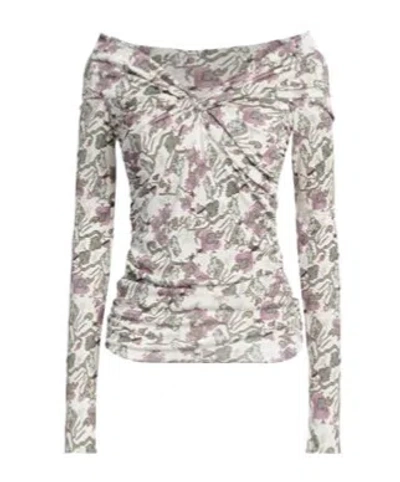 Isabel Marant Off Shoulder Long Sleeve T-shirt In Gray