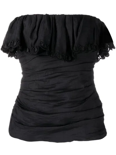 Isabel Marant Off-shoulder Ruched Top In Schwarz