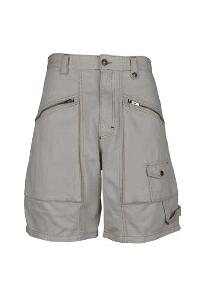 Isabel Marant Off-white Cotton Denim Bermuda Shorts In Gray