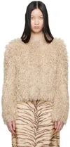 Isabel Marant Faustine Faux-shearling Cropped Jacket In 23ec Ecru