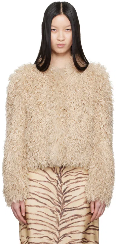 ISABEL MARANT OFF-WHITE FAUSTINE FAUX-FUR JACKET