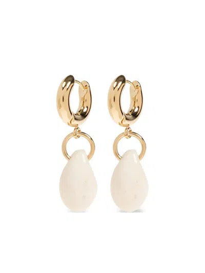 Isabel Marant Off White Hoop Pendant Earrings In Gold