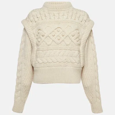 Pre-owned Isabel Marant Off-white Layered Cable Knit Sweater S