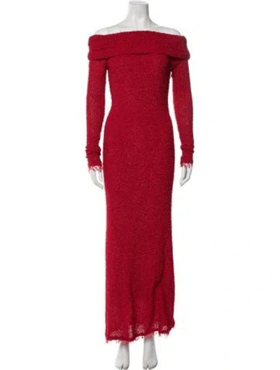 Pre-owned Isabel Marant Off-the-shoulder Long Dress In Red