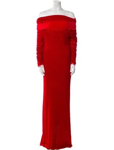 Pre-owned Isabel Marant Off-the-shoulder Long Dress W/ Tags In Red