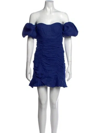 Pre-owned Isabel Marant Off-the-shoulder Mini Dress In Blue