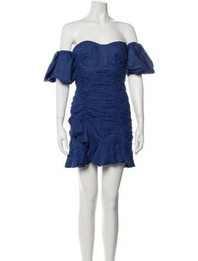 Pre-owned Isabel Marant Off-the-shoulder Mini Dress In Blue