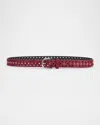 Isabel Marant Ohen Perforated Leather Belt In Raspberry