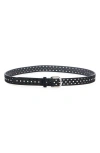 Isabel Marant Ohen Perforated Leather Belt In Black/silver Bksi